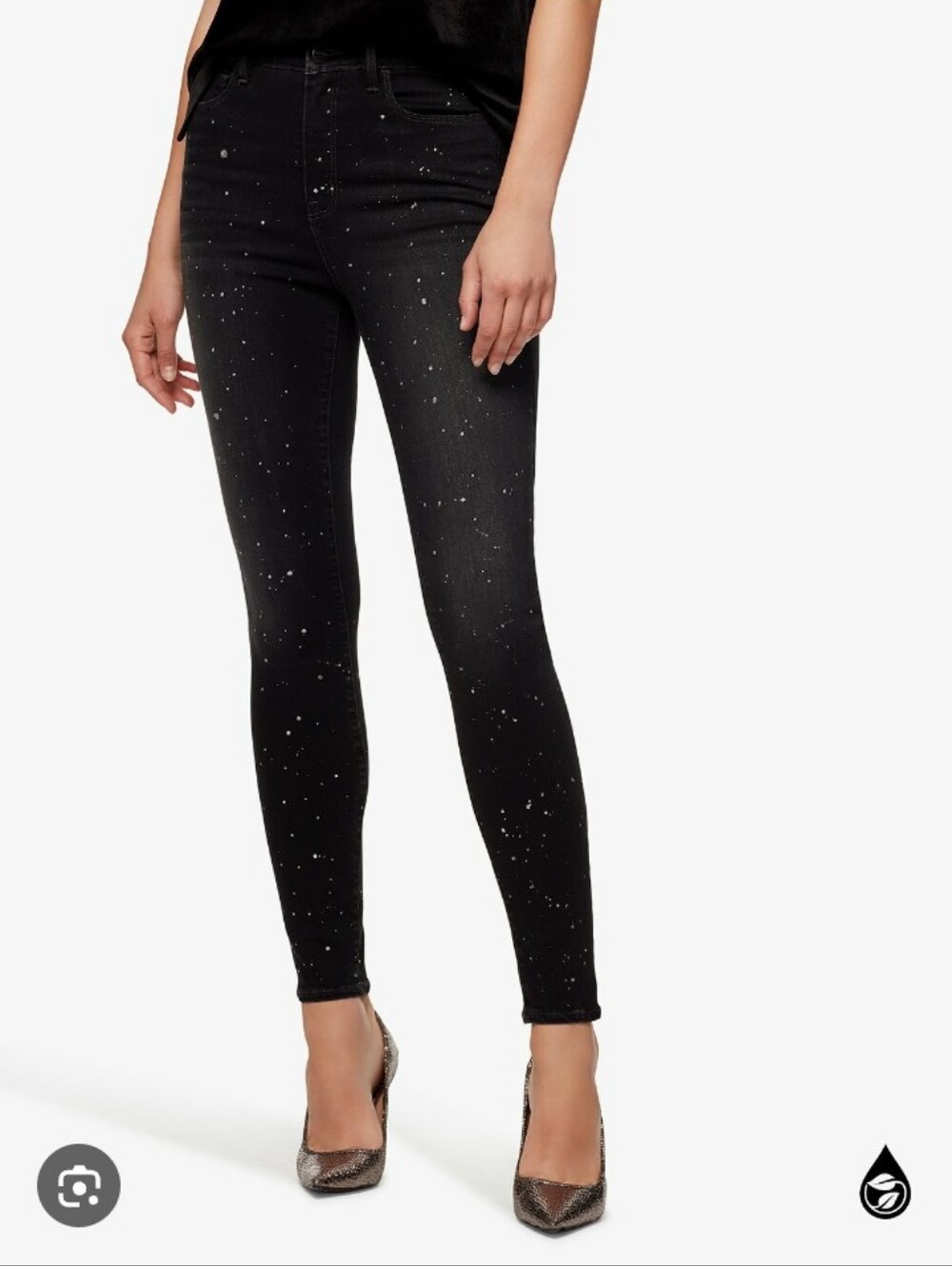 Sanctuary Black Social  Skinny Jeans with Silver Speckle High Rise